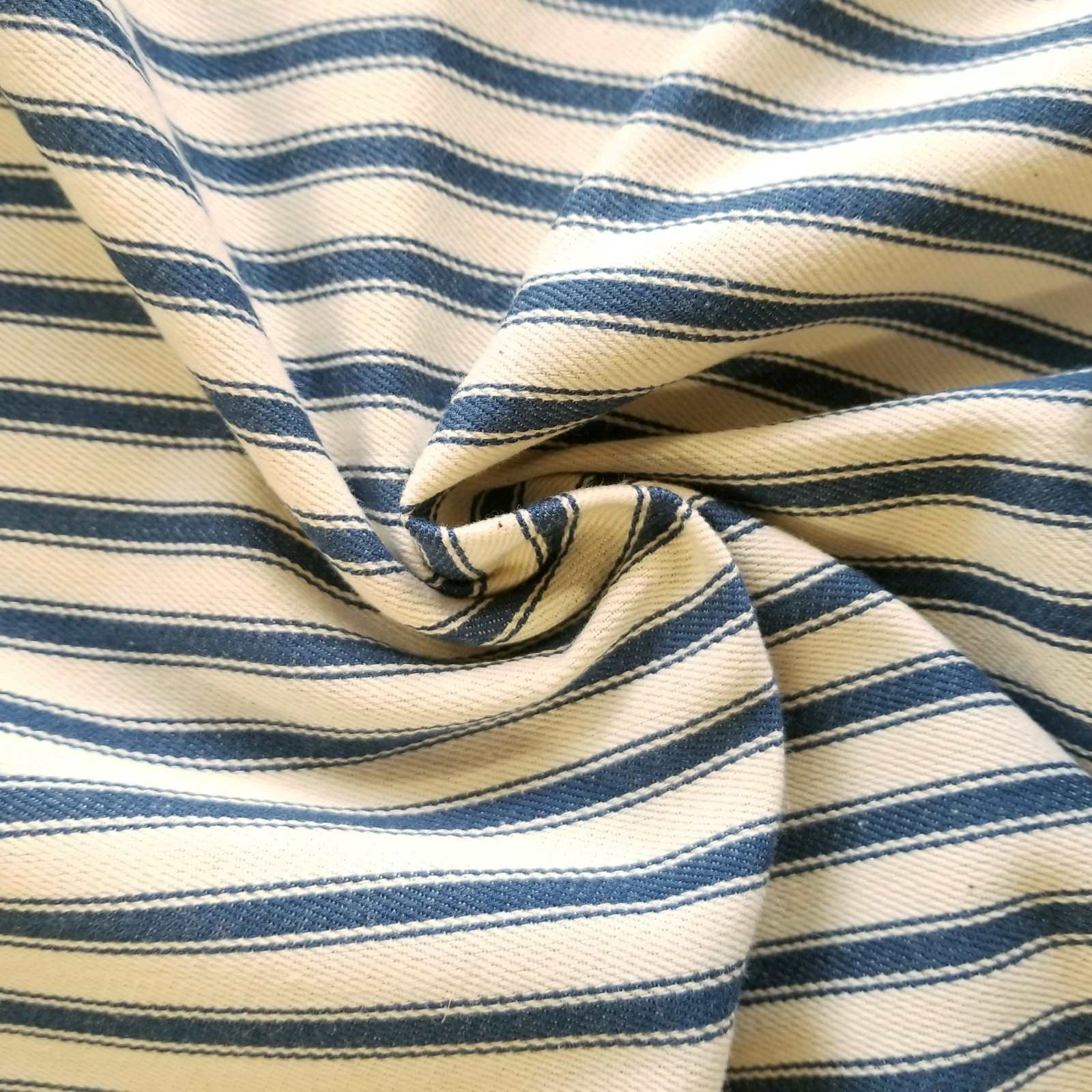 Blue Soft Ticking Stripe Fabric for curtains or upholstery