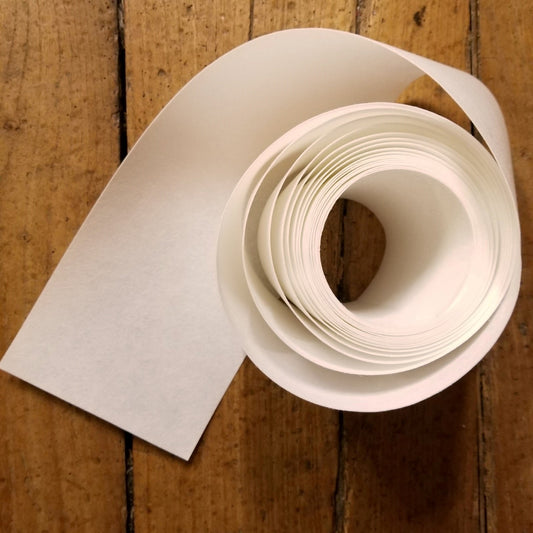 Iron on buckram which is used for stiffening curtain headings on traditional pleated curtains