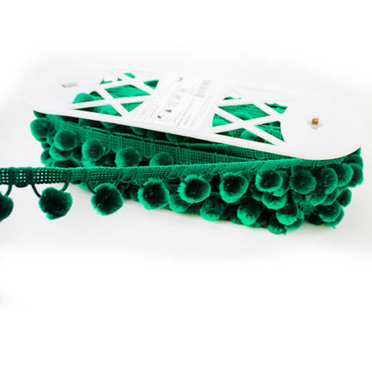 Jade green pom pom trim to buy online