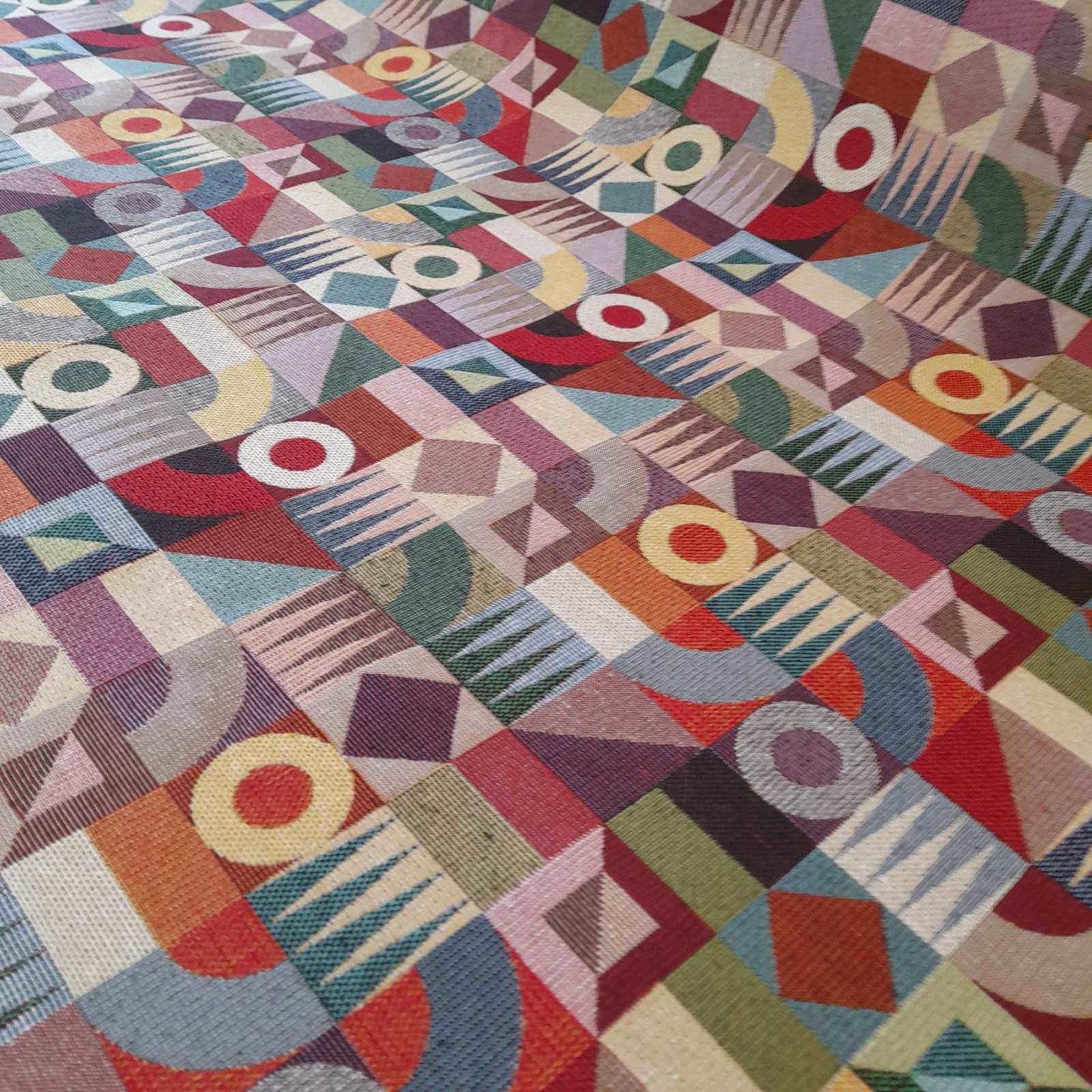 Multicolour tapestry checkerboard design fabric