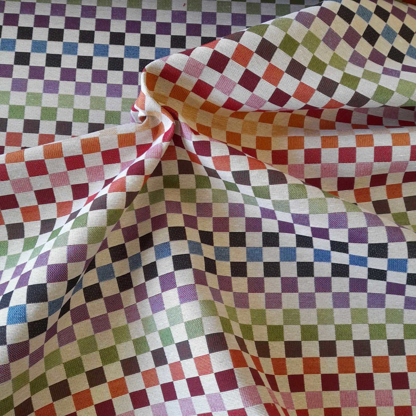 Rainbow squares tapestry furnishing fabric for curtains