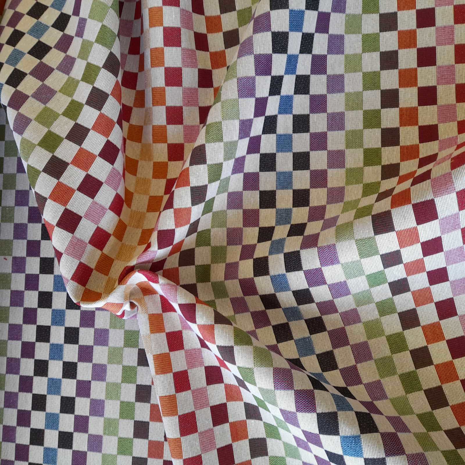 Rainbow squares tapestry furnishing fabric for curtains