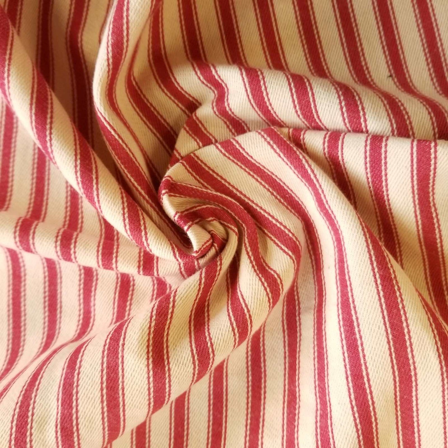Red Soft Ticking Stripe Fabric for curtains or upholstery