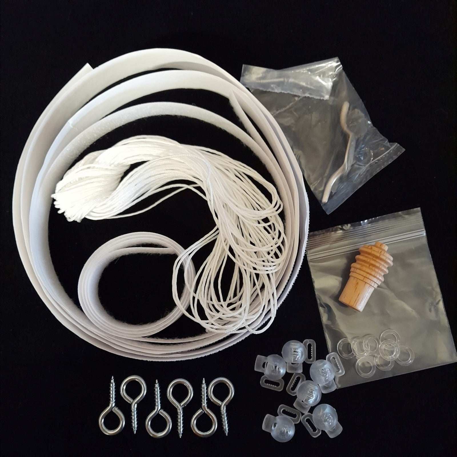 Contents of a roman blind kit for making a large roman blind
