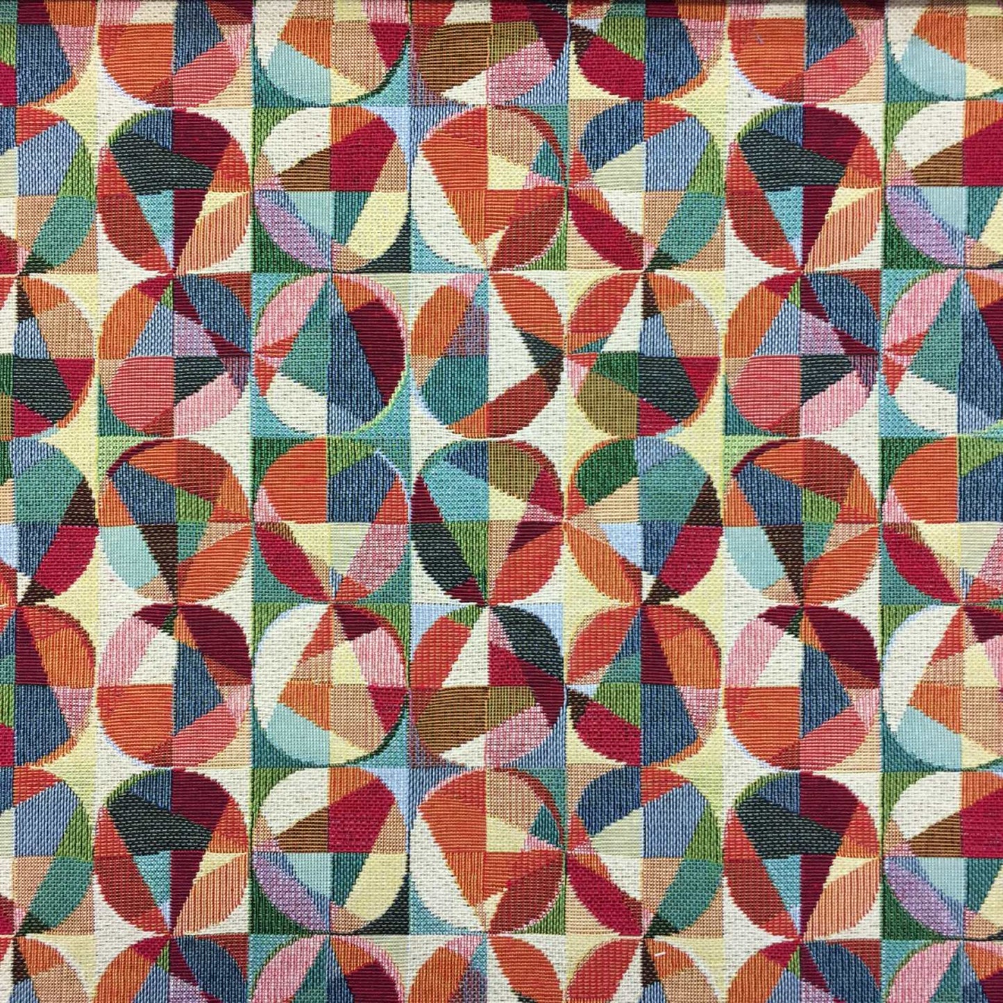 Tapestry fabric with multicolour circles design for upholstery or curtains