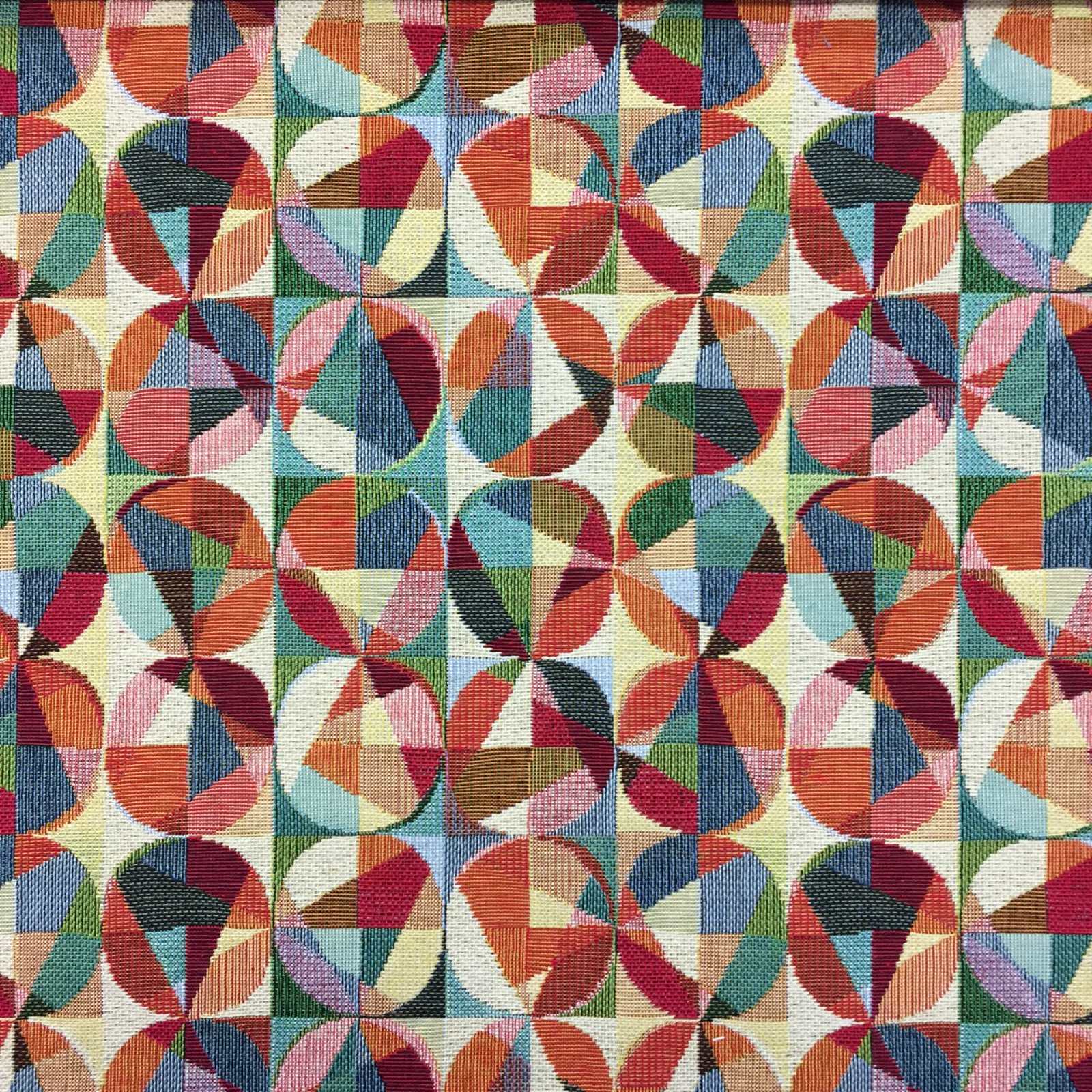 Tapestry fabric with multicolour circles design for upholstery or curtains