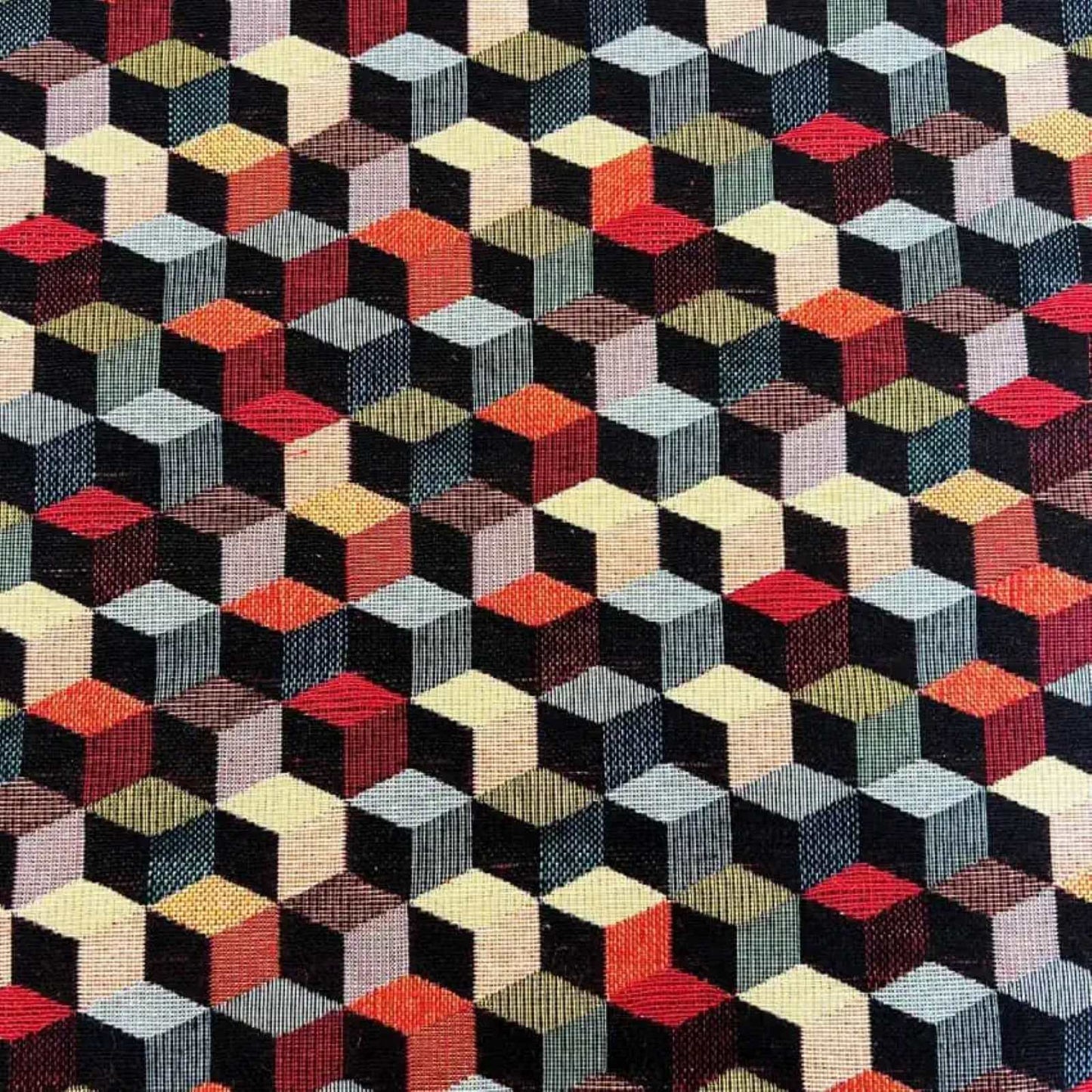 Tapestry fabric with black and multicolour
