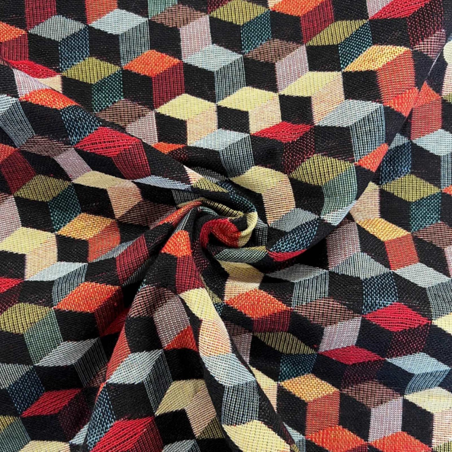 Tumbling blocks tapestry fabric for curtains or upholstery