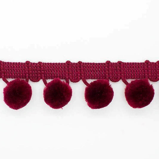 Wine red pom pom trim to buy online