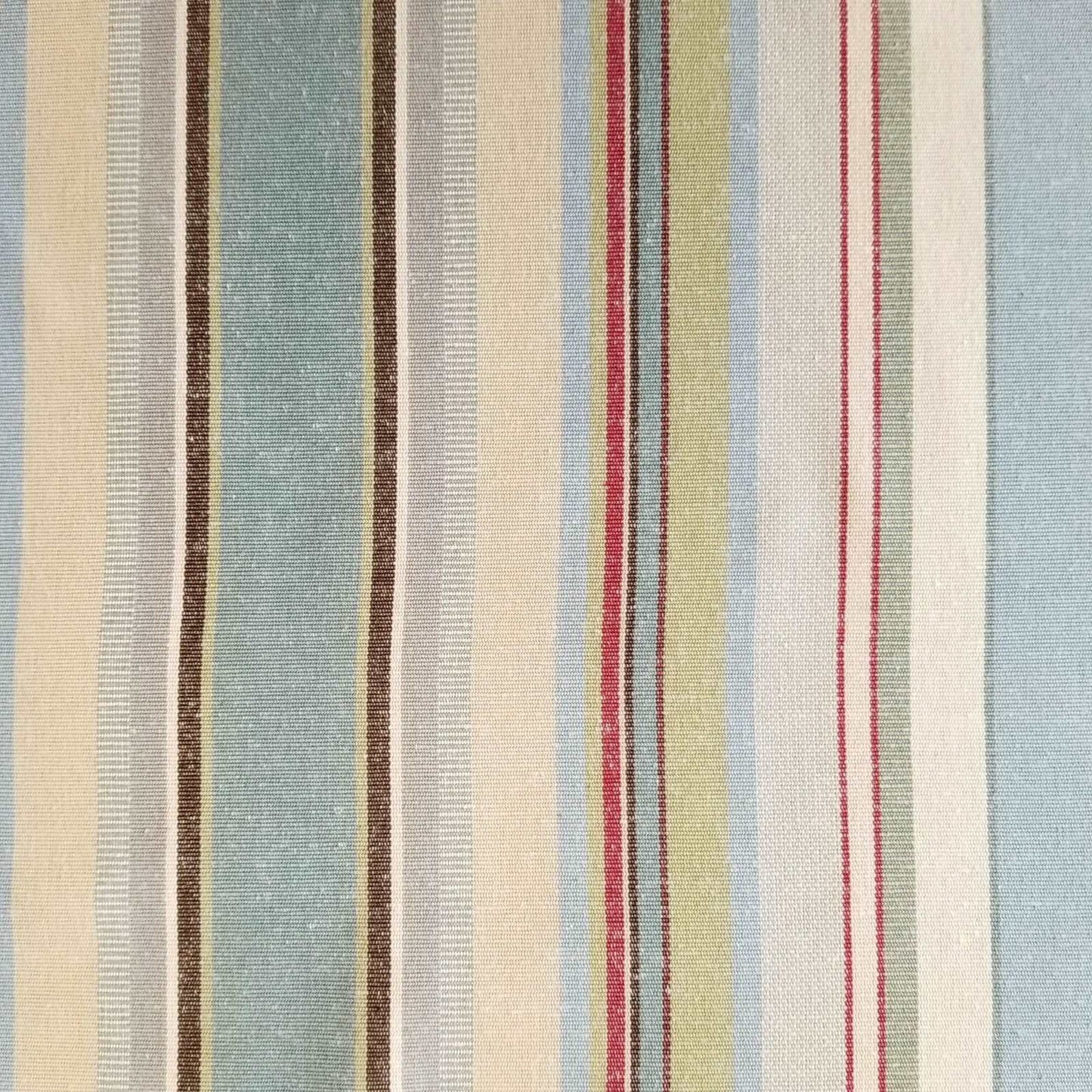Striped blue green cotton furnishing fabric