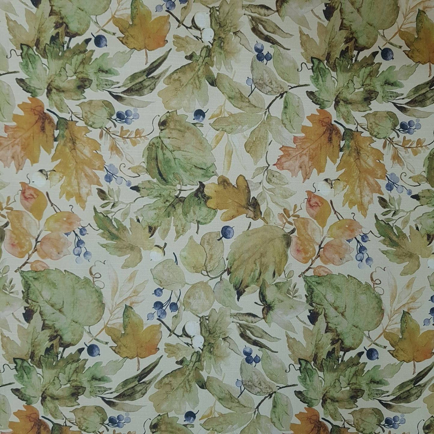 Autumn leaves design cotton furnishing fabric