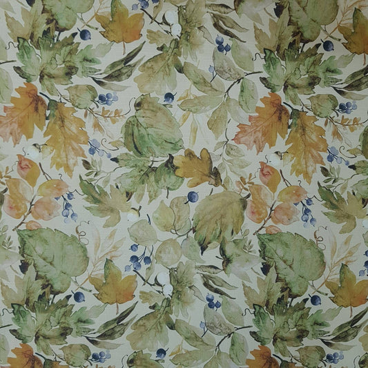 Autumn leaves design cotton furnishing fabric