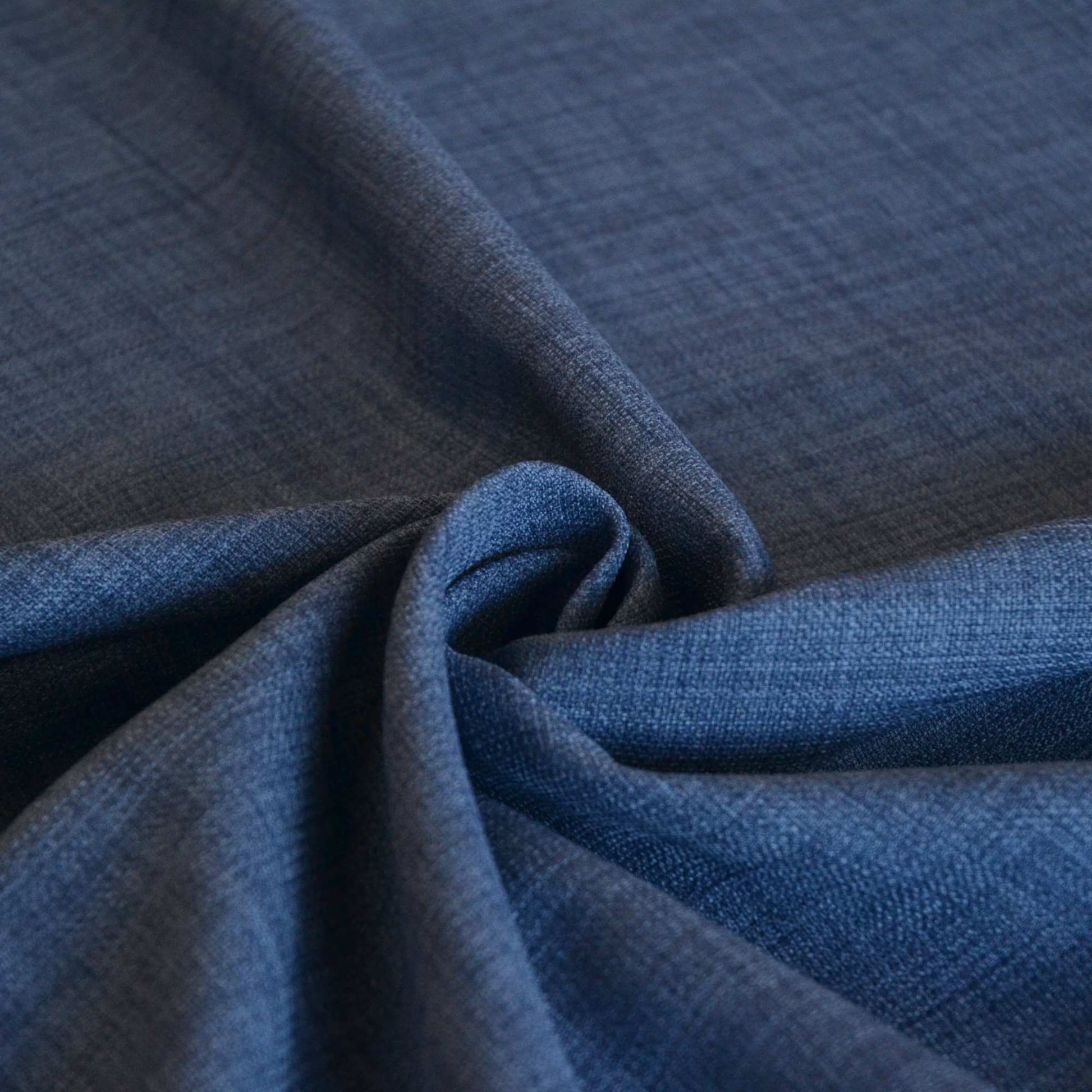 Denim Blue Linen Look Polyester Furnishing Fabric for curtains
