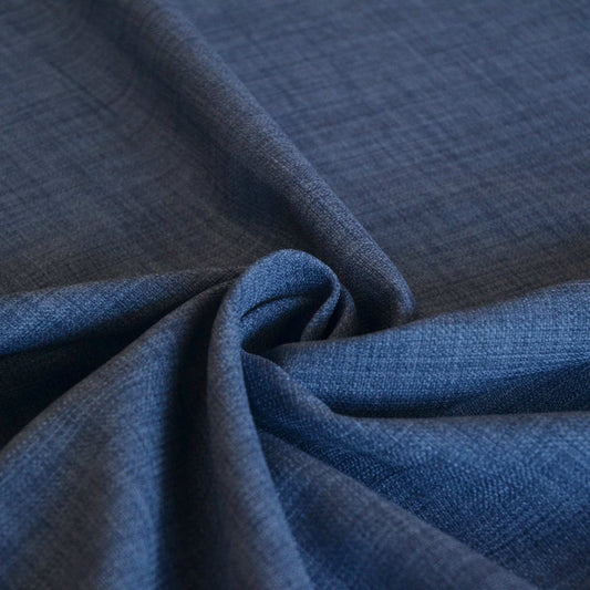 Denim Blue Linen Look Polyester Furnishing Fabric for curtains