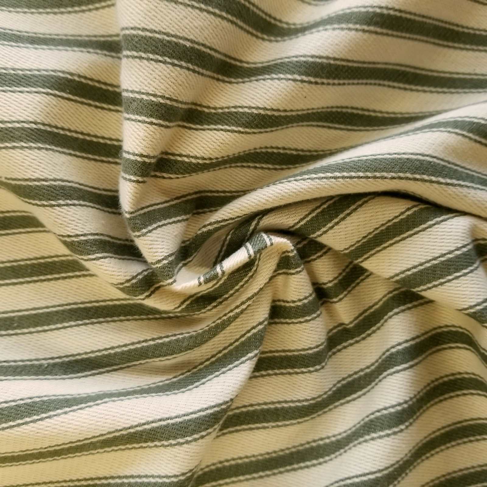 Green Soft Ticking Stripe Fabric for curtains or upholstery