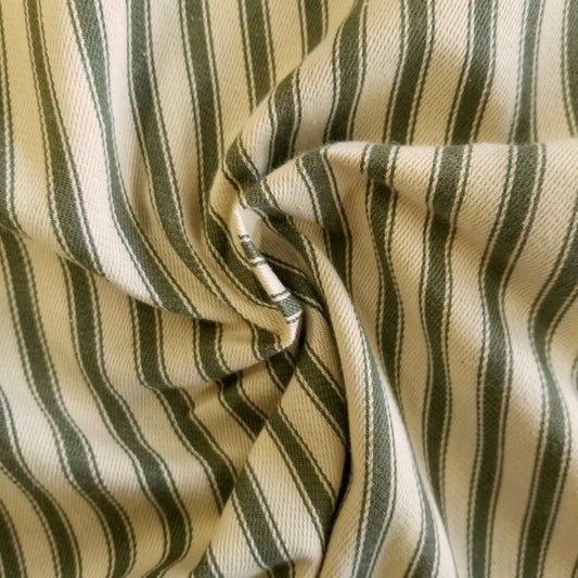 Green Soft Ticking Stripe Fabric for curtains or upholstery