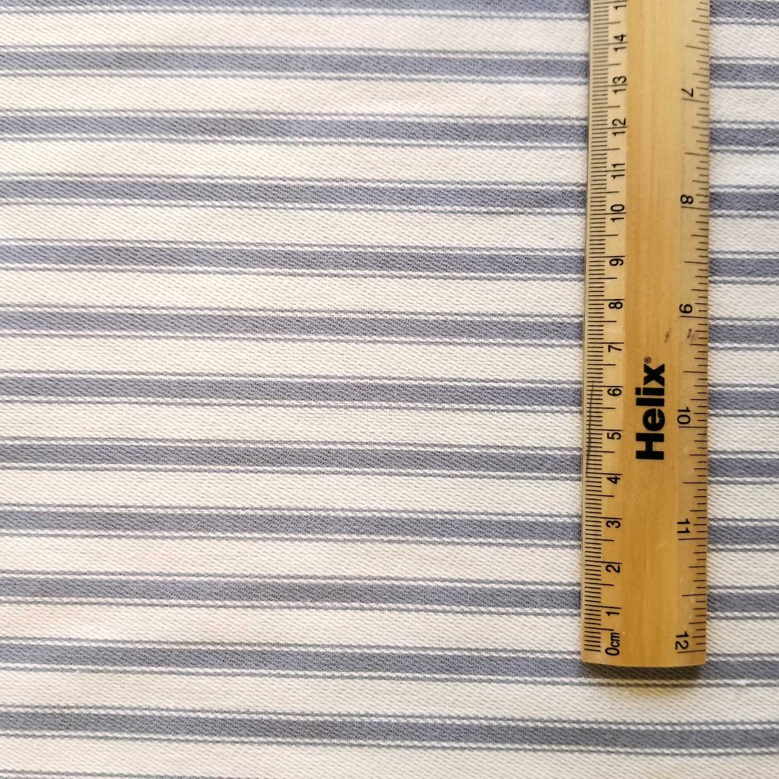 Soft Ticking Fabric with rule showing size of the grey stripes