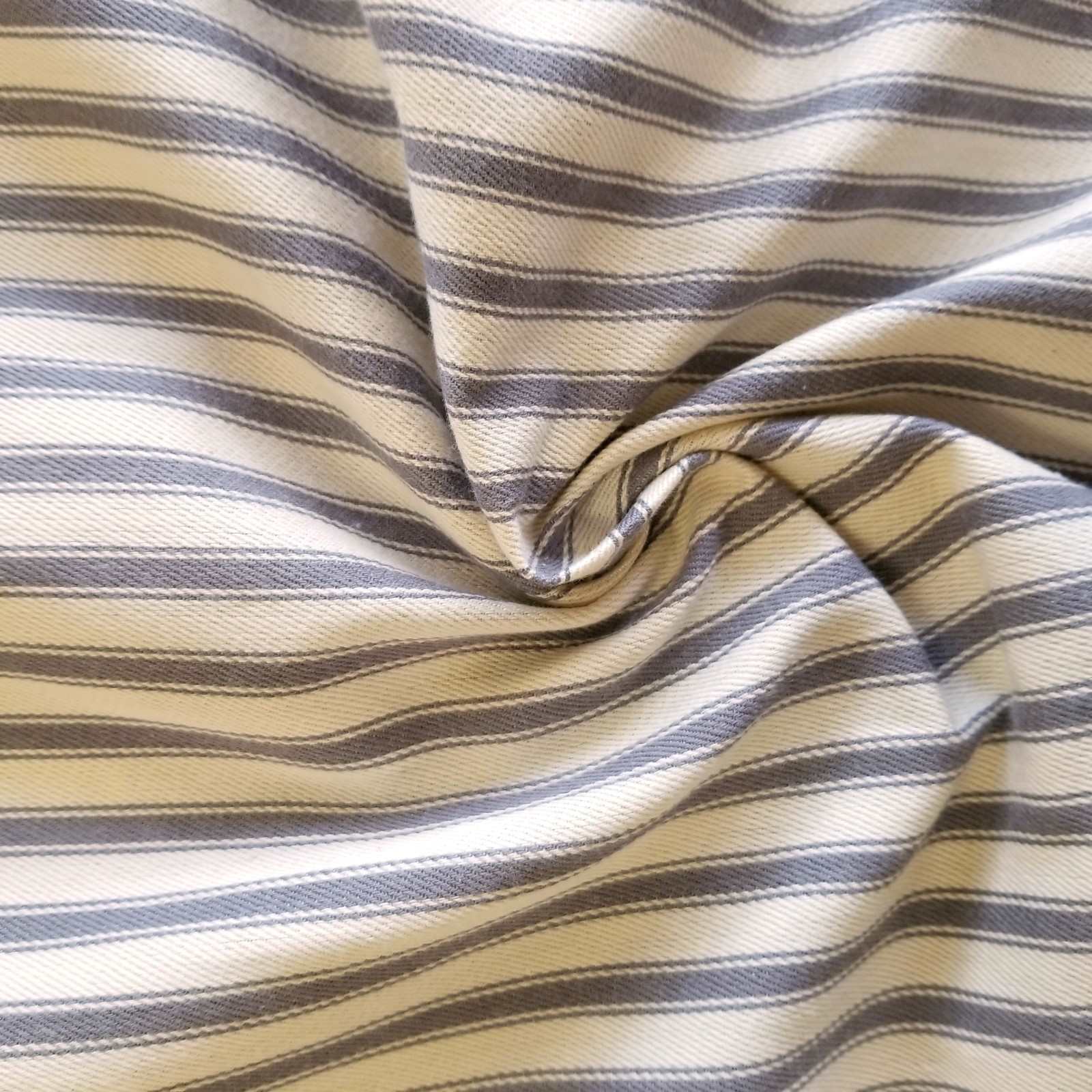 Grey Soft Ticking Stripe Fabric for curtains or upholstery