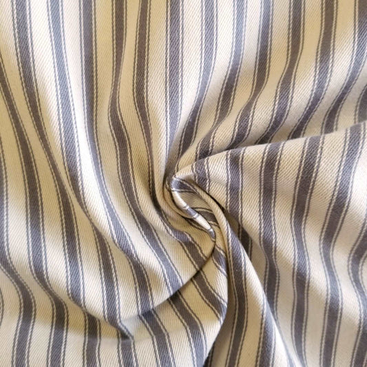 Grey Soft Ticking Stripe Fabric for curtains or upholstery