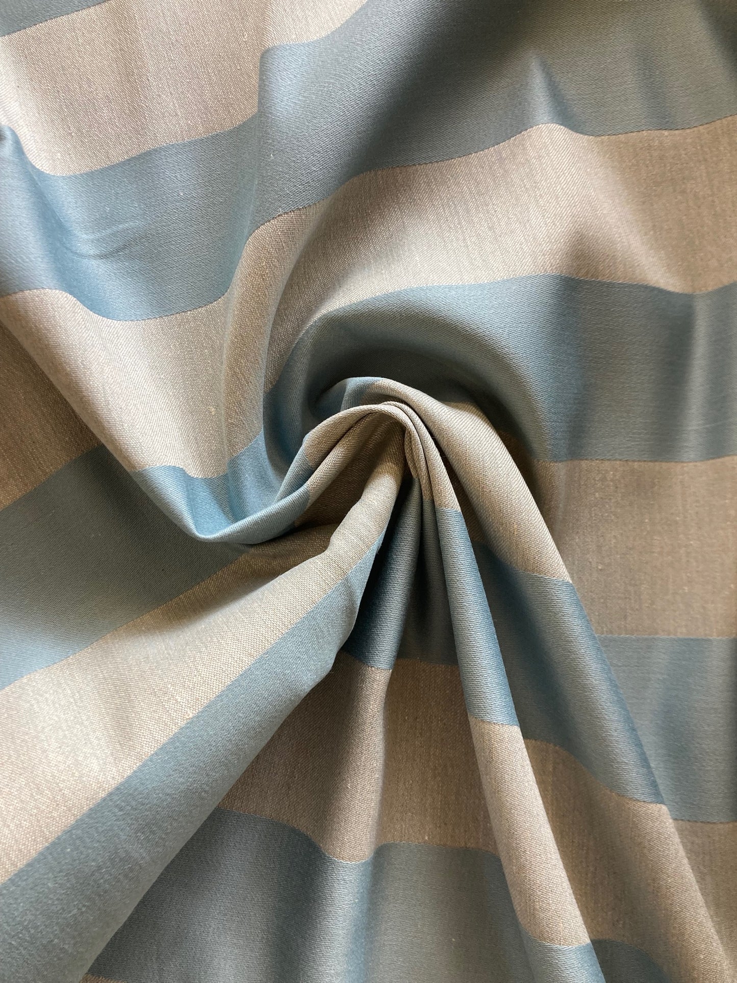 Linen and Cotton Reversible Stripe in Blue