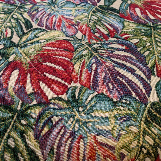 Montsera leaf design tapestry fabric