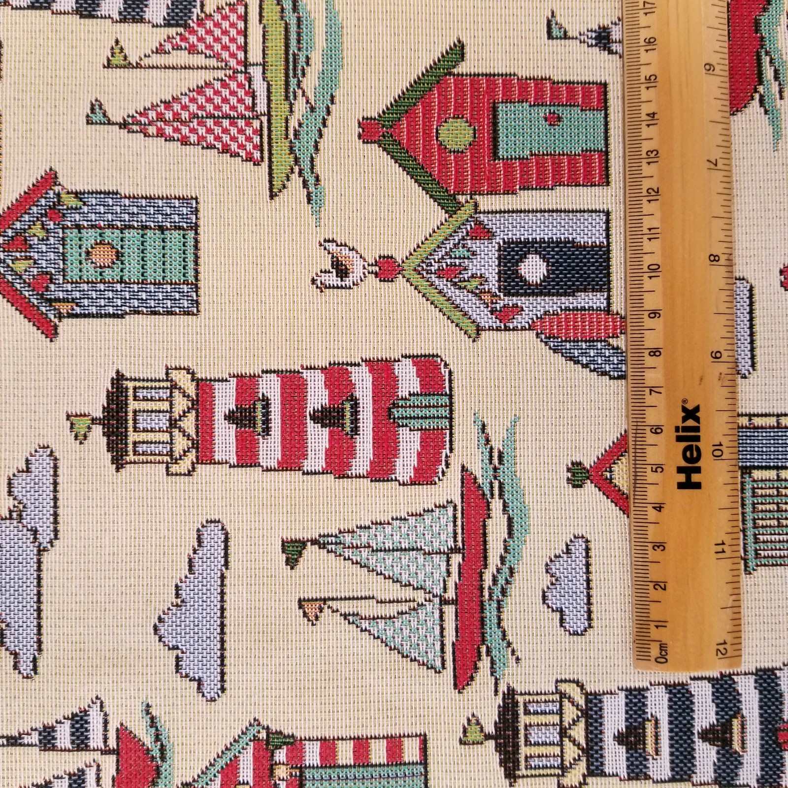 Tapestry Fabric with a rule showing scale of nautical design