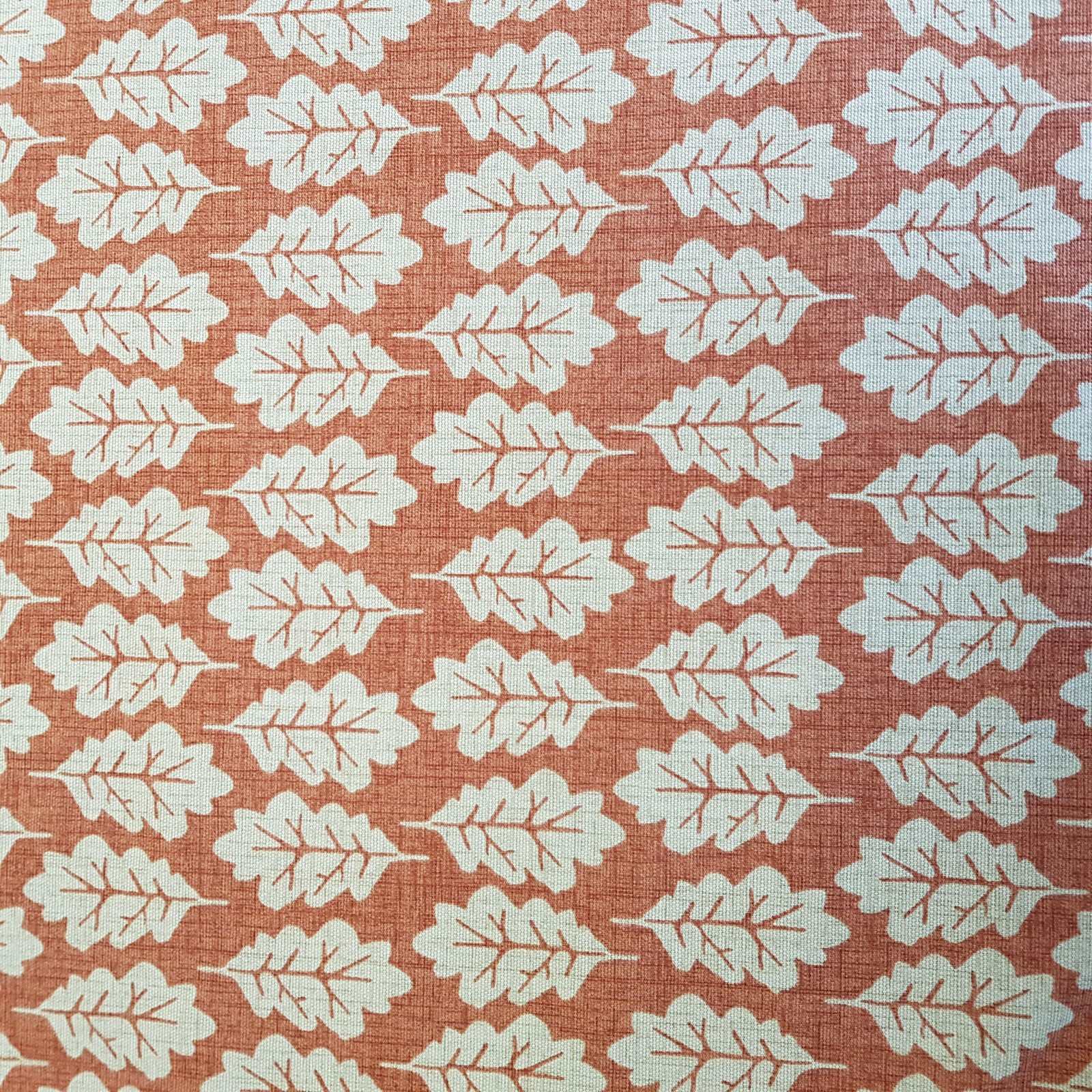 Sustainable Cotton Oak Leaf print fabric colour Paprika