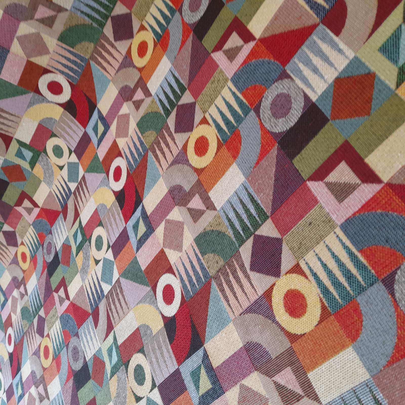 Multicolour tapestry checkerboard design fabric