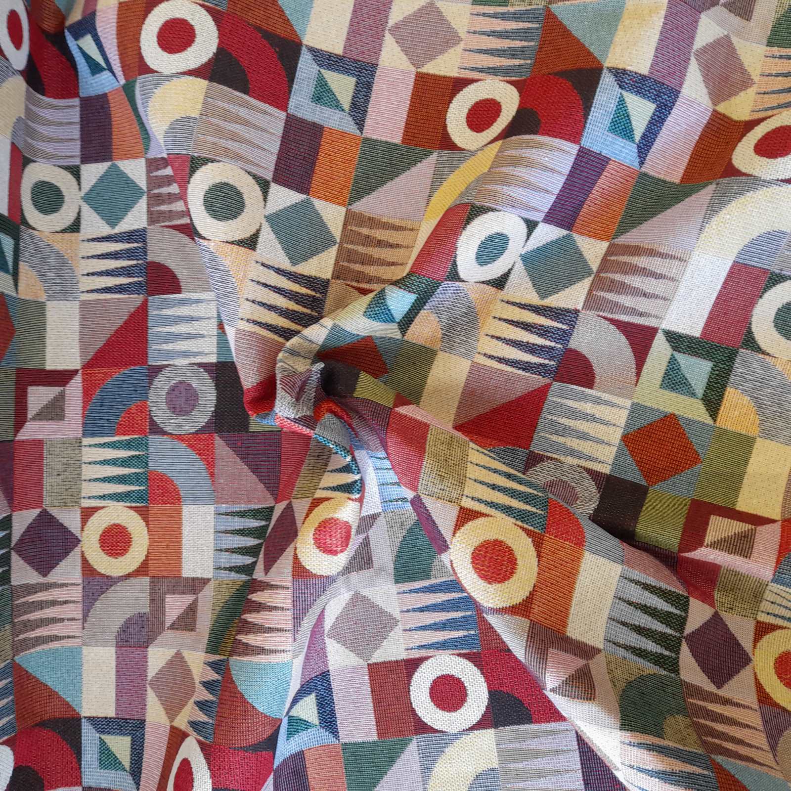 Checkerboard tapestry fabric for curtains or upholstery