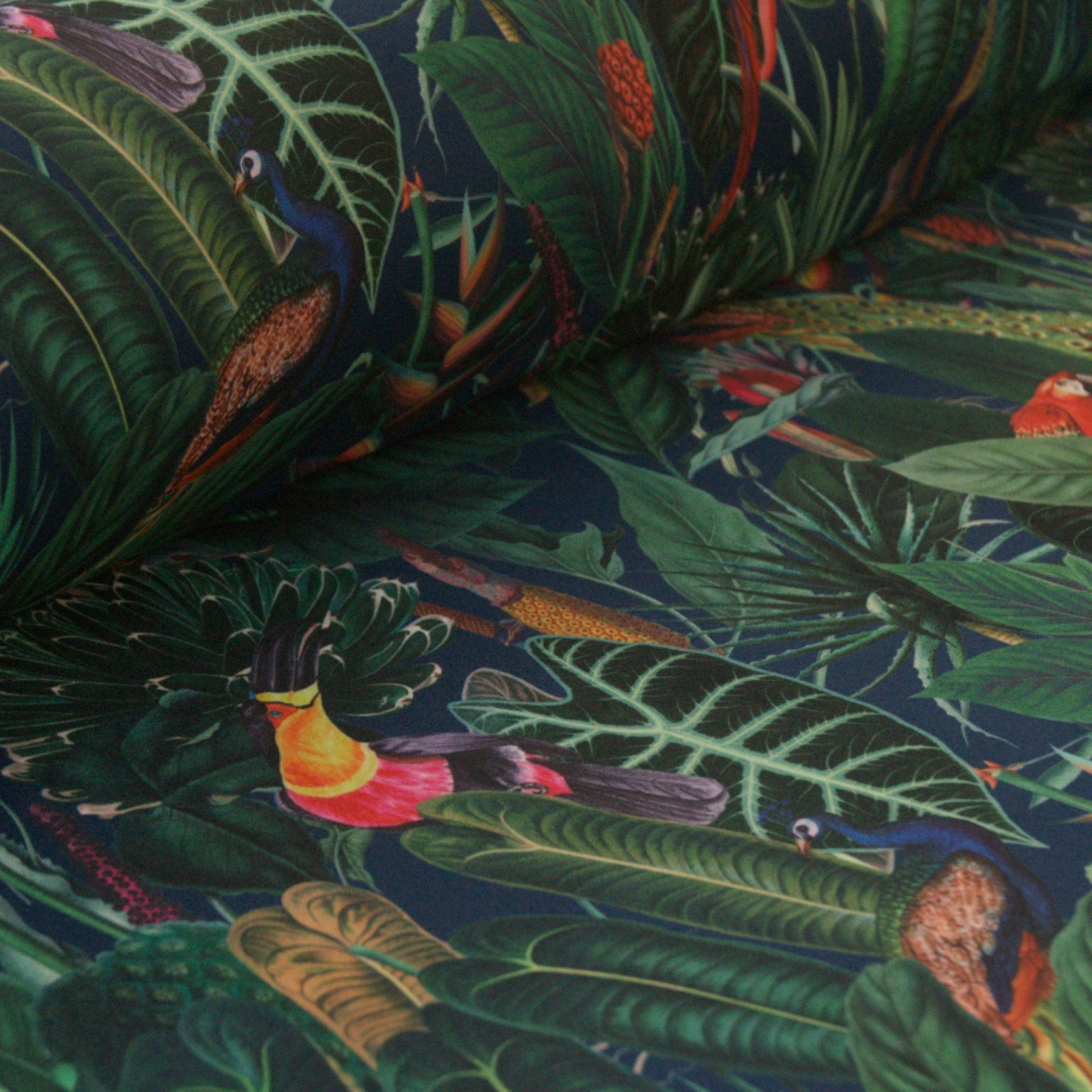 Rainforest flower and animal Printed Velvet for Curtains or upholstery