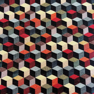 Tapestry fabric with black and multicolour 