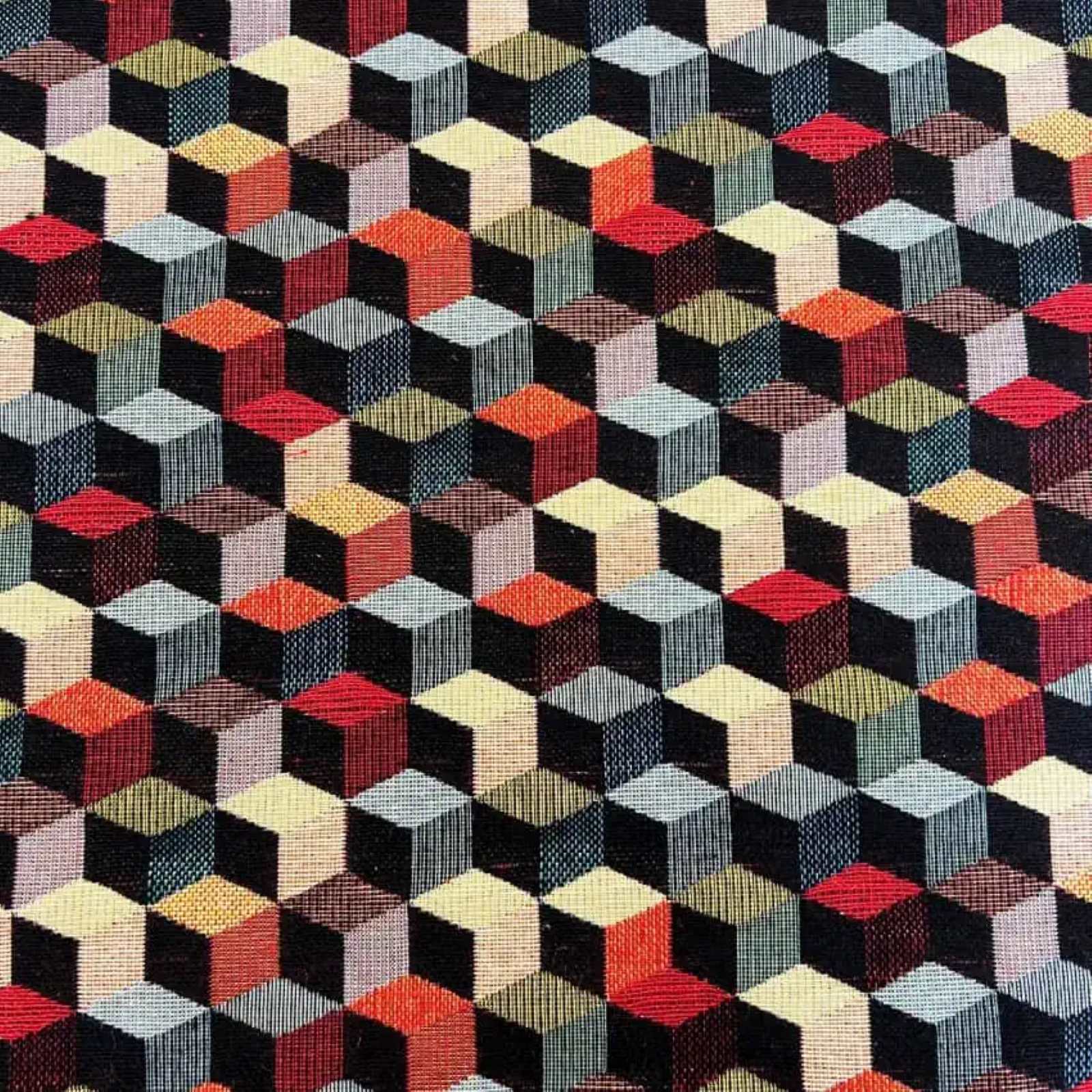 Tapestry fabric with black and multicolour 