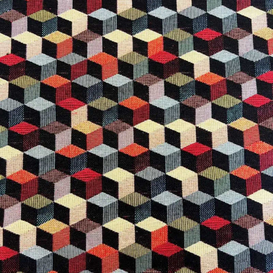 Tapestry fabric with black and multicolour 