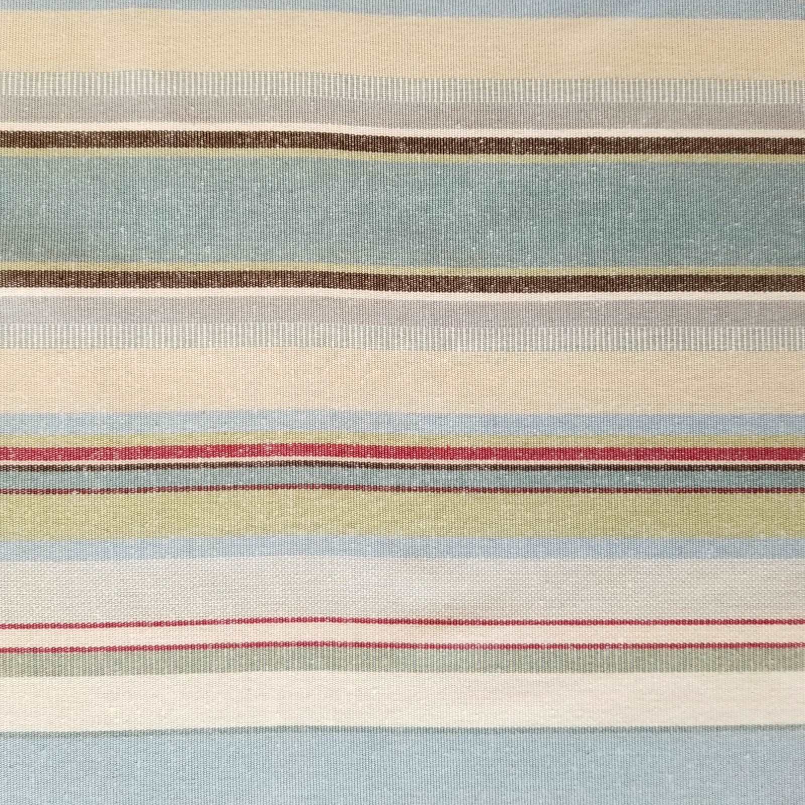 Striped blue green cotton furnishing fabric
