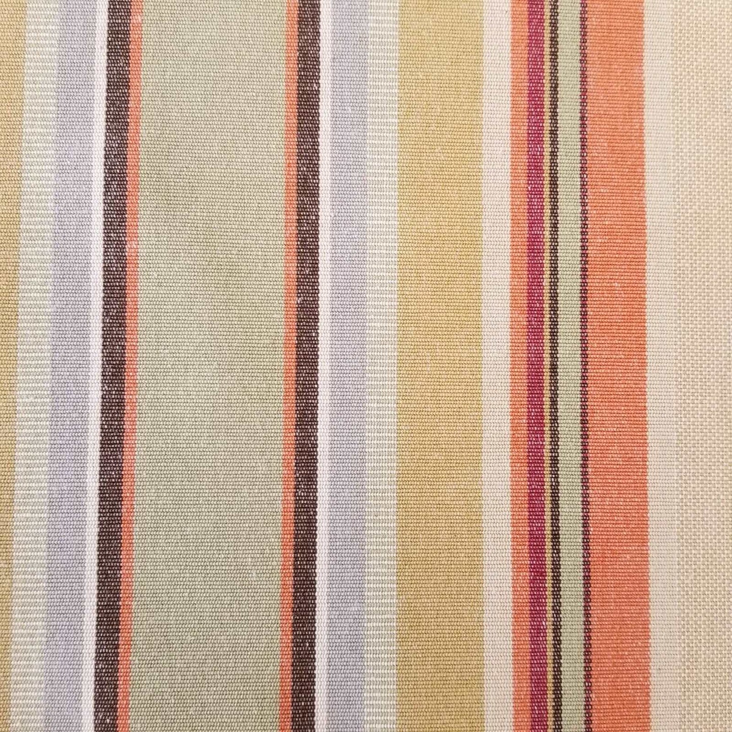 Striped terracotta cotton furnishing fabric