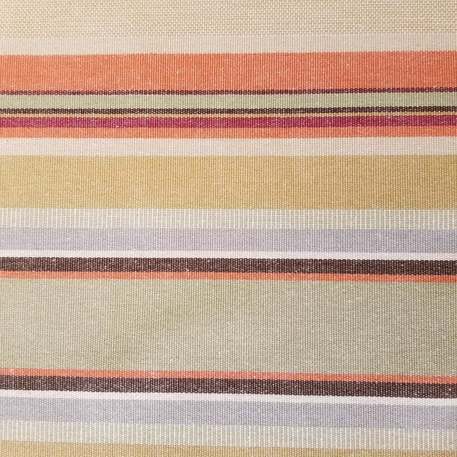 Striped terracotta cotton furnishing fabric